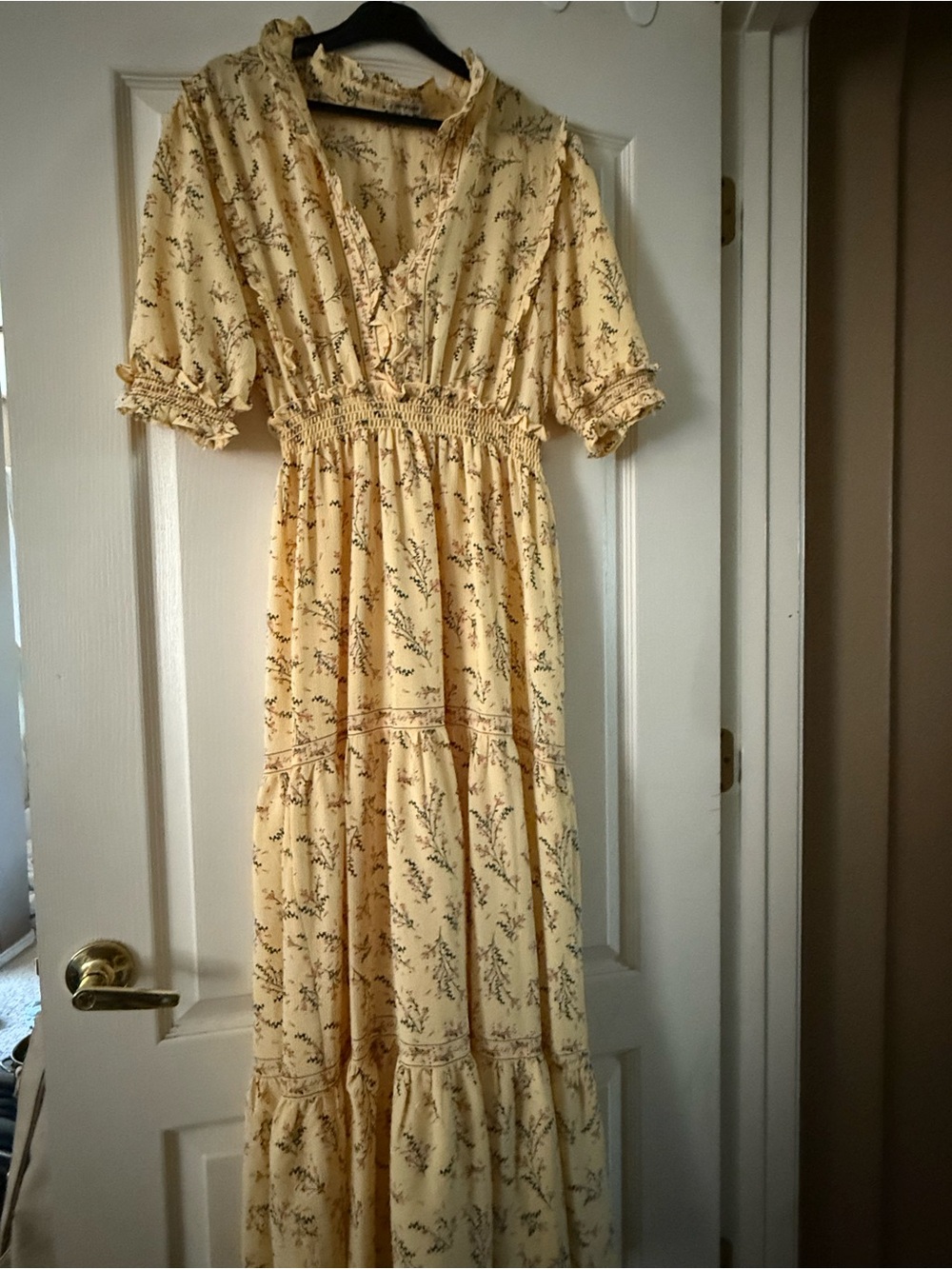 NWOT Max Studio Cream Floral Ruffled Tiered Maxi Dress size XL